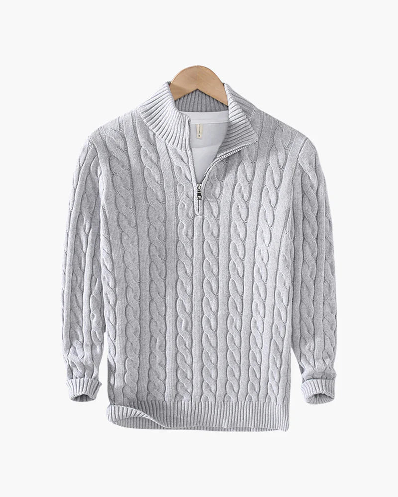 Cannes Sweater met halve rits - Lichtgrijs