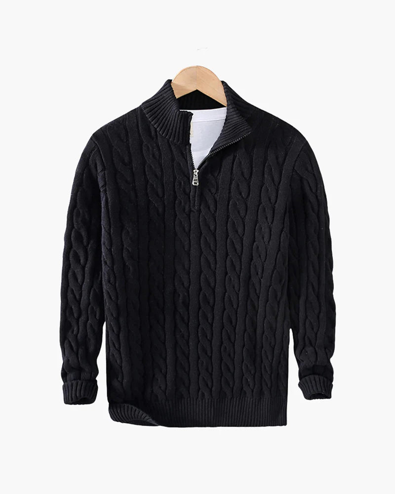 Cannes Sweater met halve rits - Zwart
