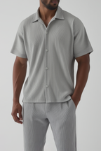 Camisa plisada - manga corta - Gris claro