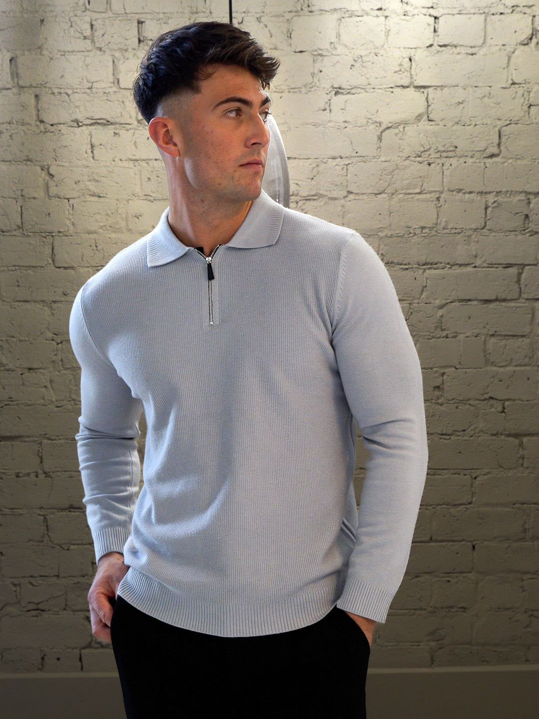 Long sleeve zip polo - Grey