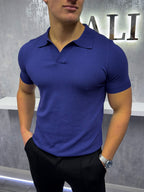 Poloshirt mit kubanischem Kragen – Marineblau