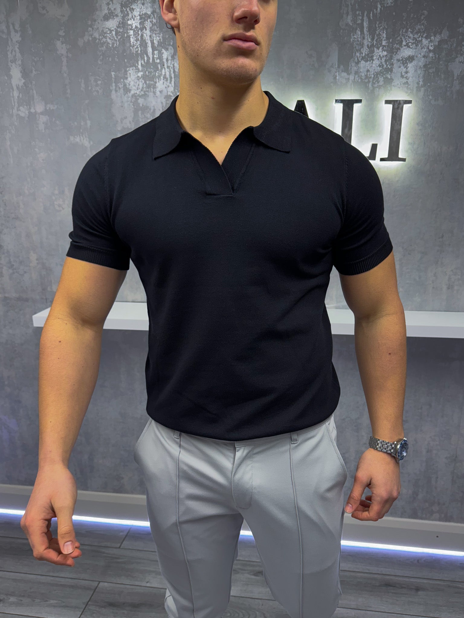 Polo Col Cubain - Noir
