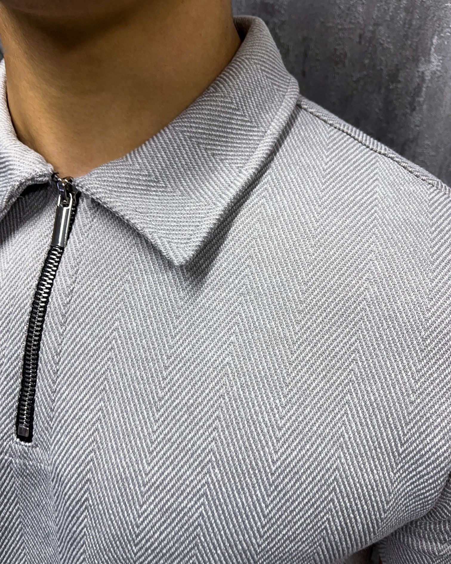 Klassieke polo met visgraatmotief - Grijs