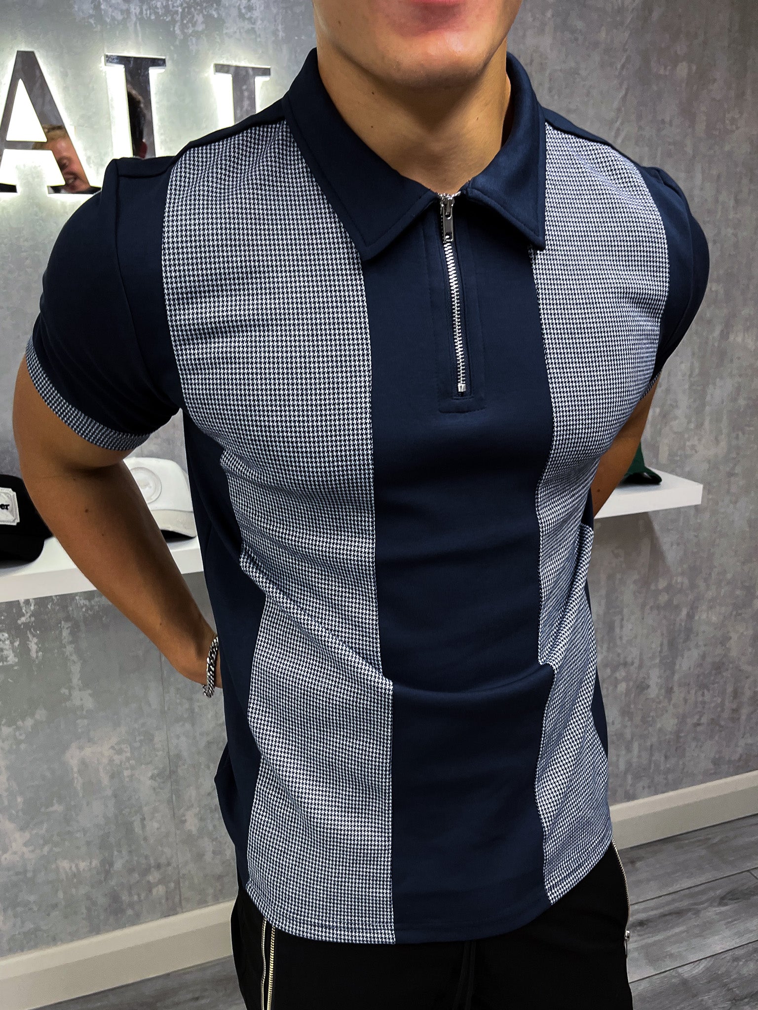 Oxford-polo - marineblauw
