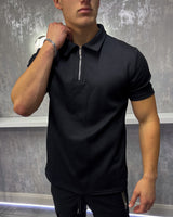 HERRINGBONE CLASSIC POLO - BLACK