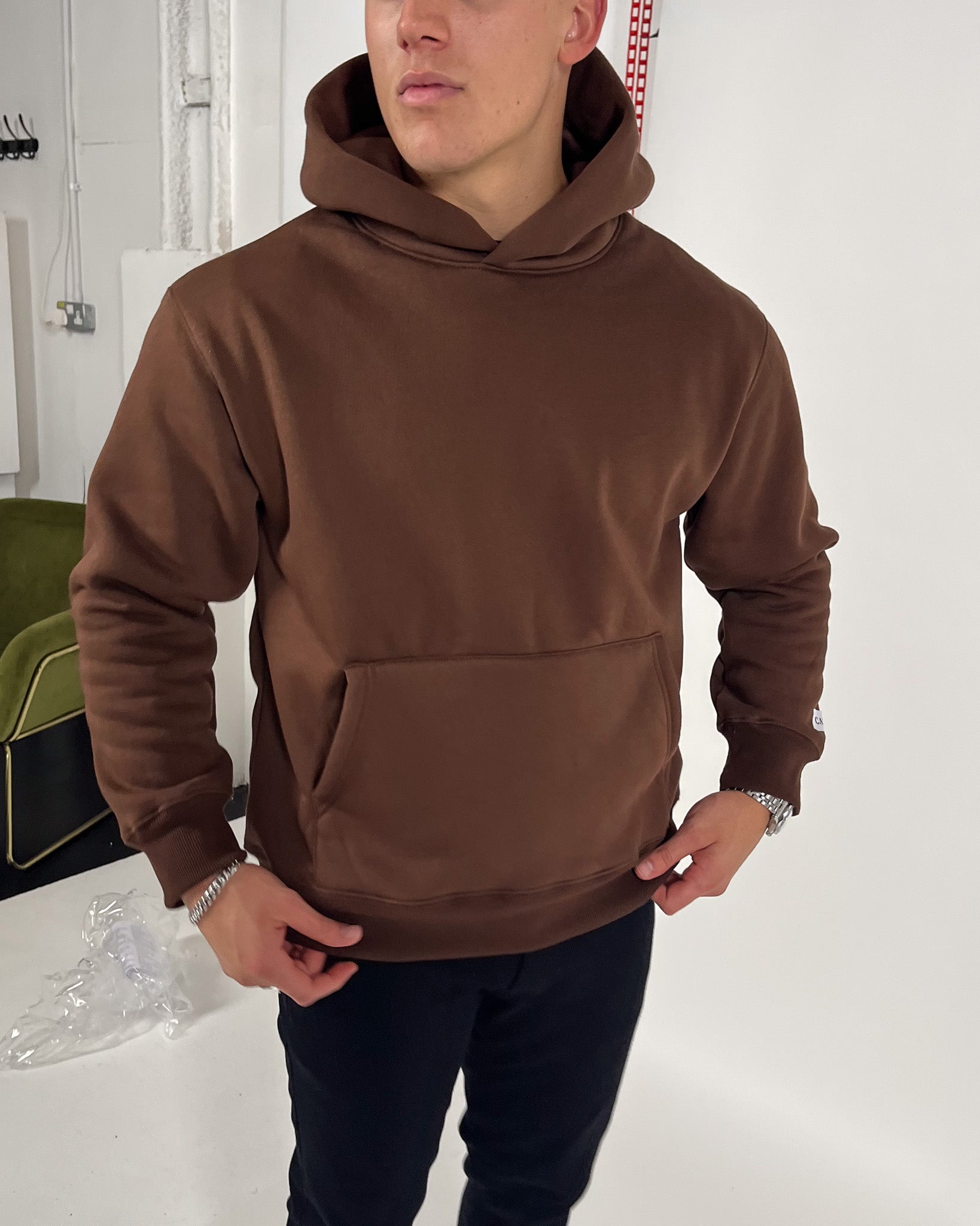 Felpa con cappuccio Cali oversize essenziale - Brown