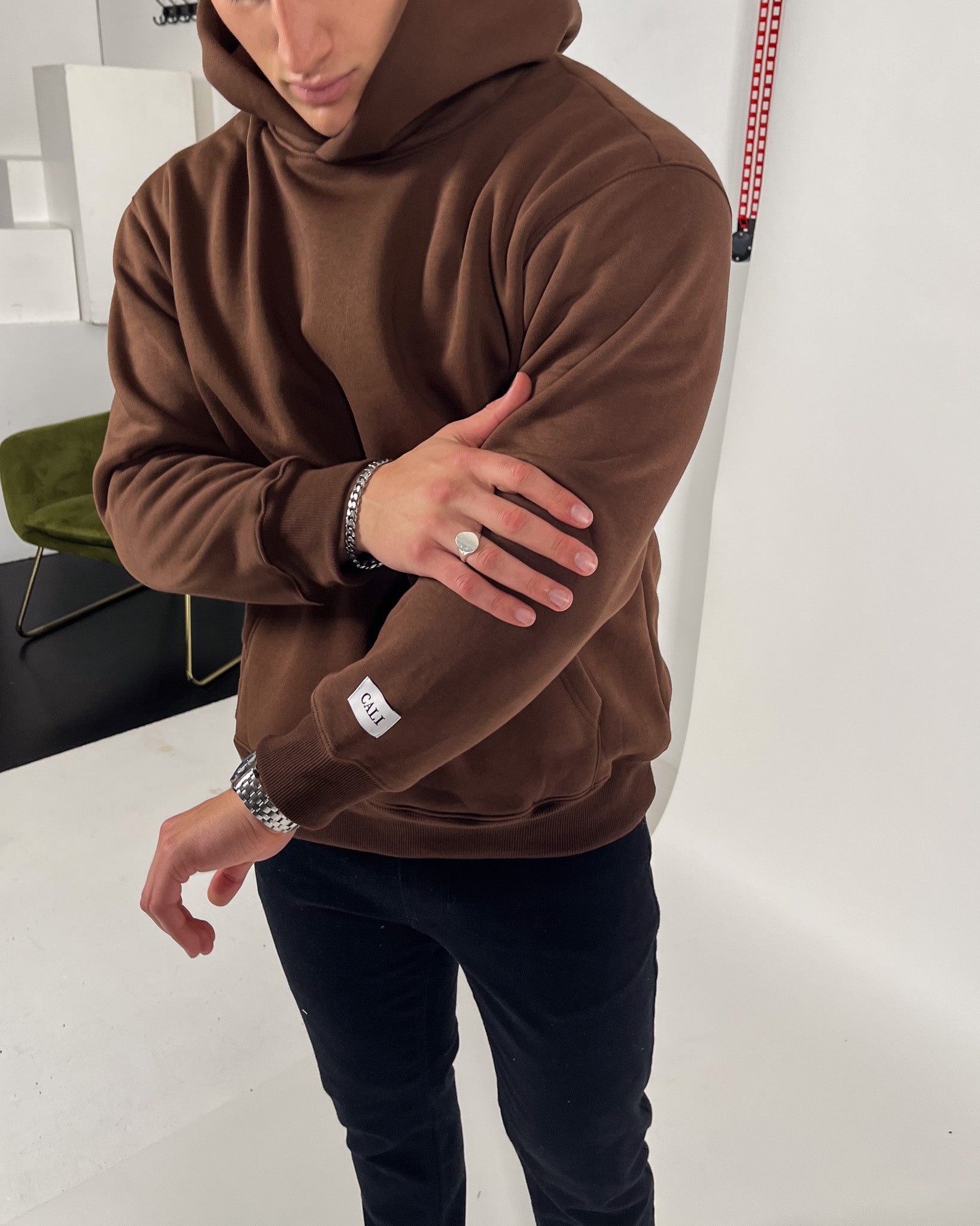 Felpa con cappuccio Cali oversize essenziale - Brown