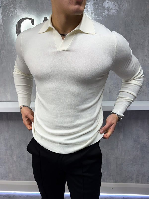 Rockefeller long Sleeve Polo Shirt - Beige