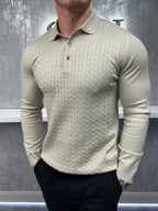 Polo a maniche lunghe con bottoni - Beige