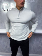 Costello - Maglione con mezza zip - Grigio chiaro