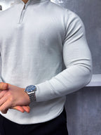 Costello - Maglione con mezza zip - Grigio chiaro