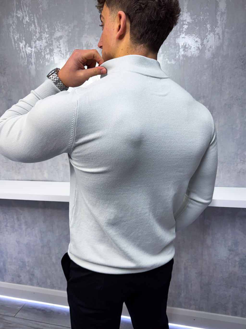 Costello - Maglione con mezza zip - Grigio chiaro
