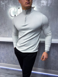 Costello - Maglione con mezza zip - Grigio chiaro