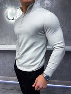 Costello - Maglione con mezza zip - Grigio chiaro