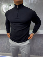 Der Costello – Pullover mit halbem Reißverschluss – Schwarz