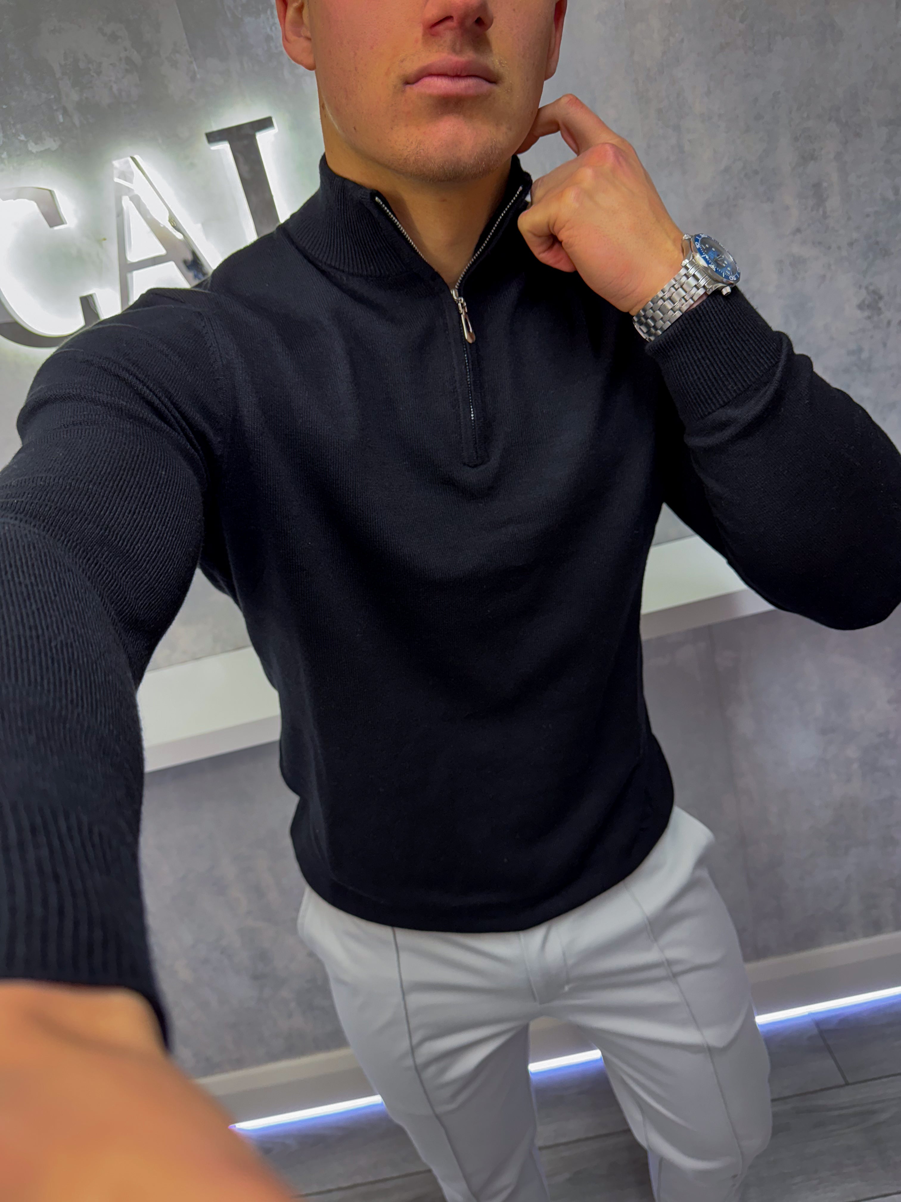 The Costello - Sudadera con media cremallera - Gris claro