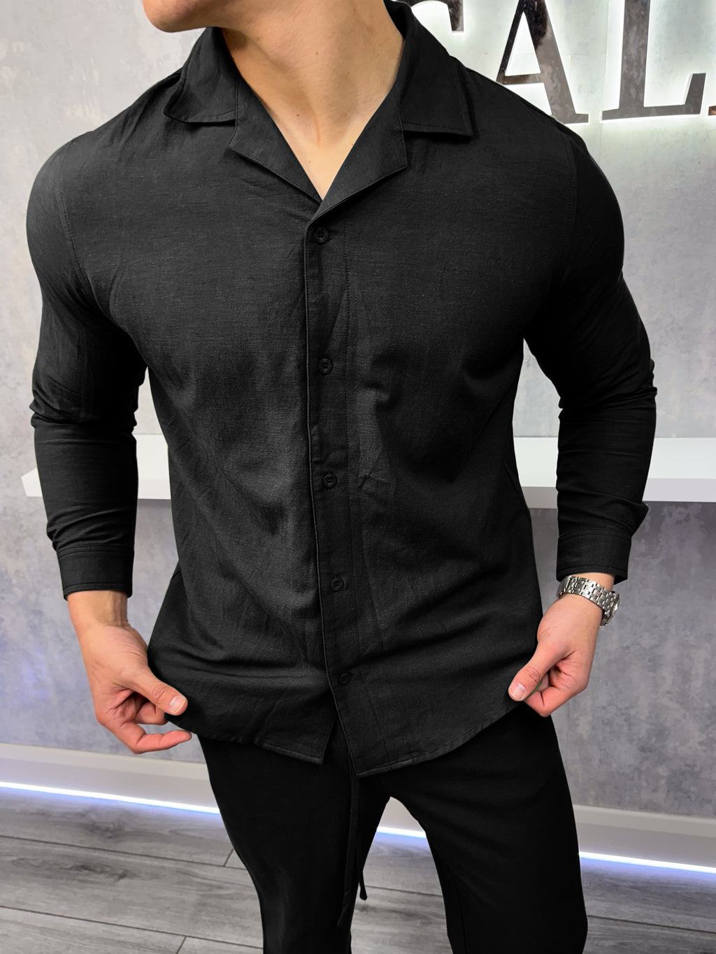 Camisa de Lino - Negra