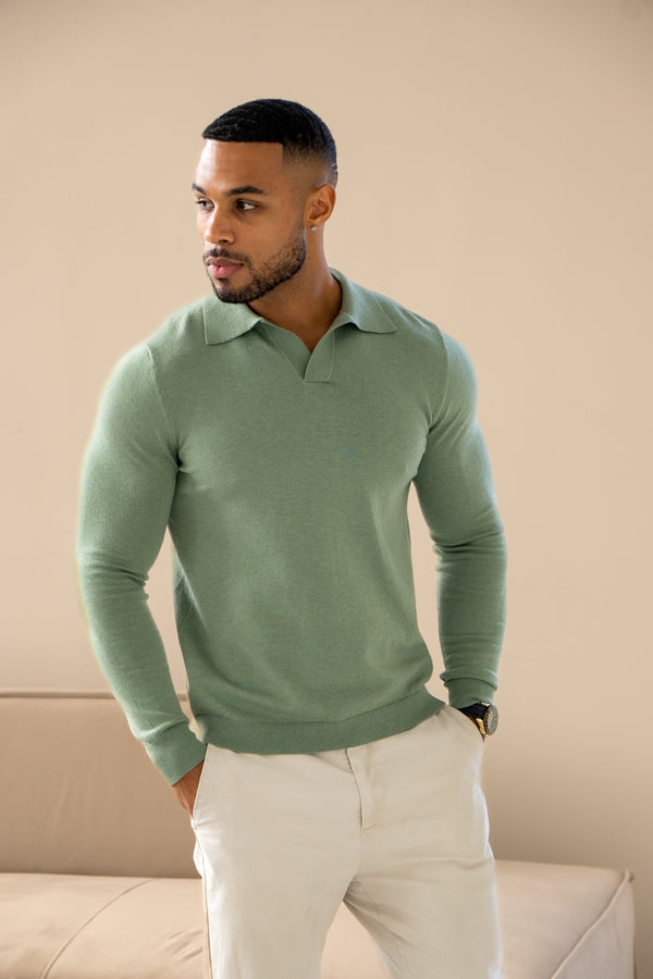 Rockefeller long Sleeve Polo Shirt - Khaki