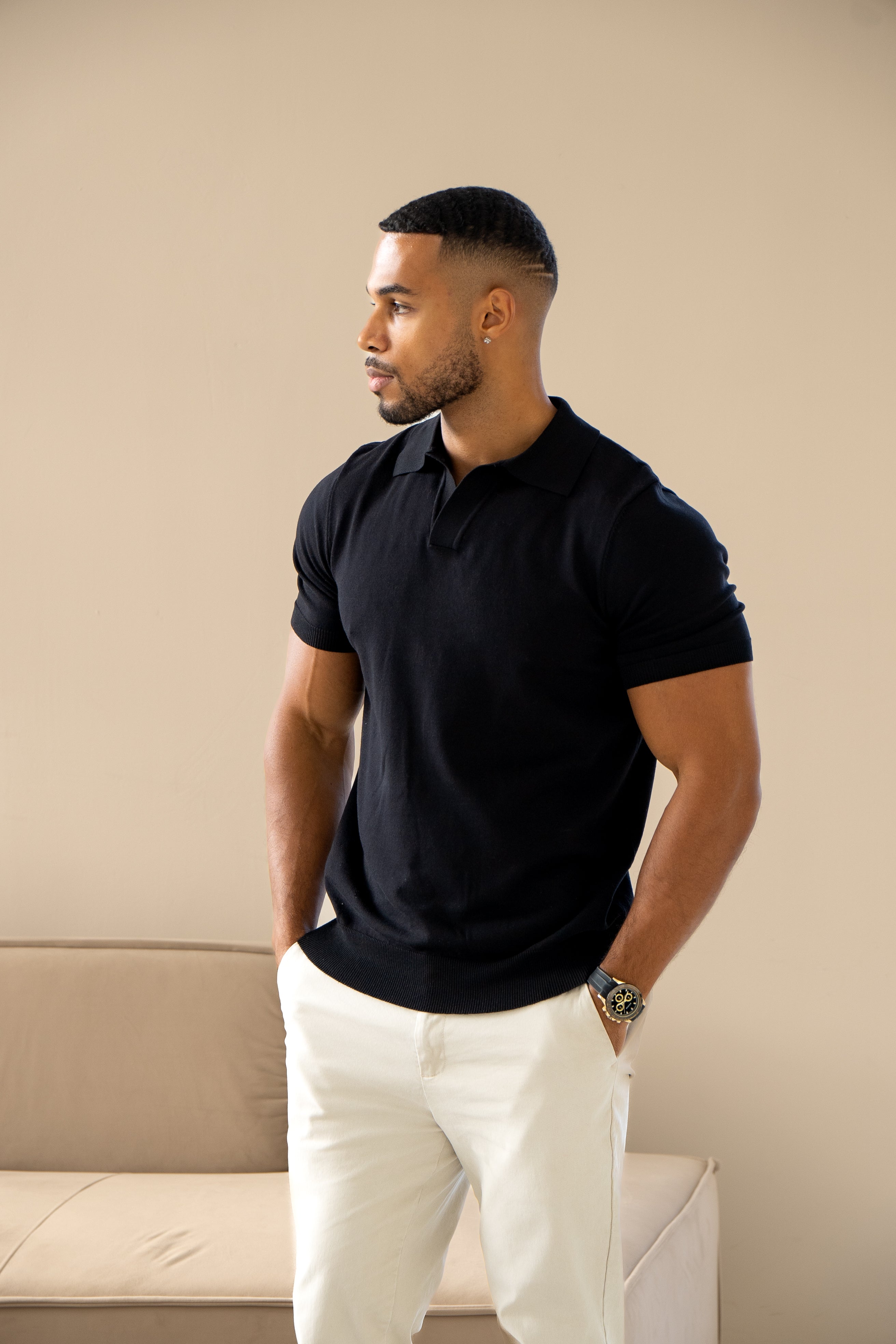 Polo Col Cubain - Noir