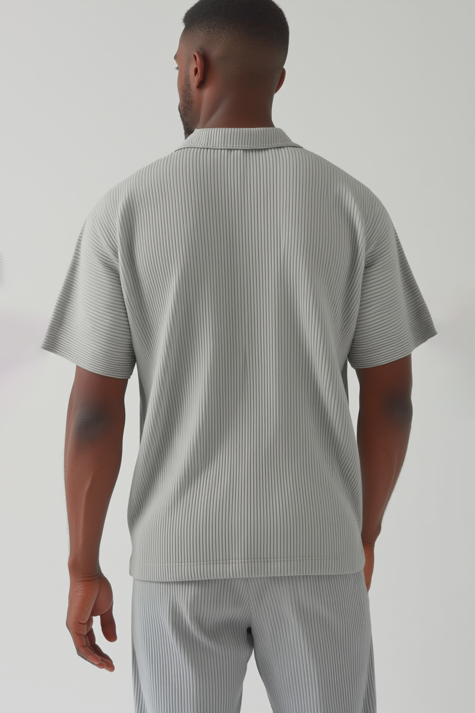 Camisa plisada - manga corta - Gris claro