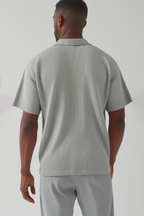 Camisa plisada - manga corta - Gris claro
