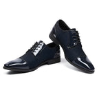 Men’s Lace-Up Dress Shoes – Patterned Design with High-Shine Cap Toe