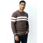 Men’s Crew Neck Jumper with Stripe Detail – Classic Knit Pullover