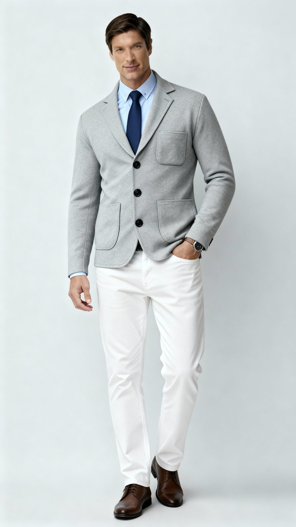 Men’s Knitted Blazer – Smart Casual Knit Jacket with Notch Lapels & Button Closure