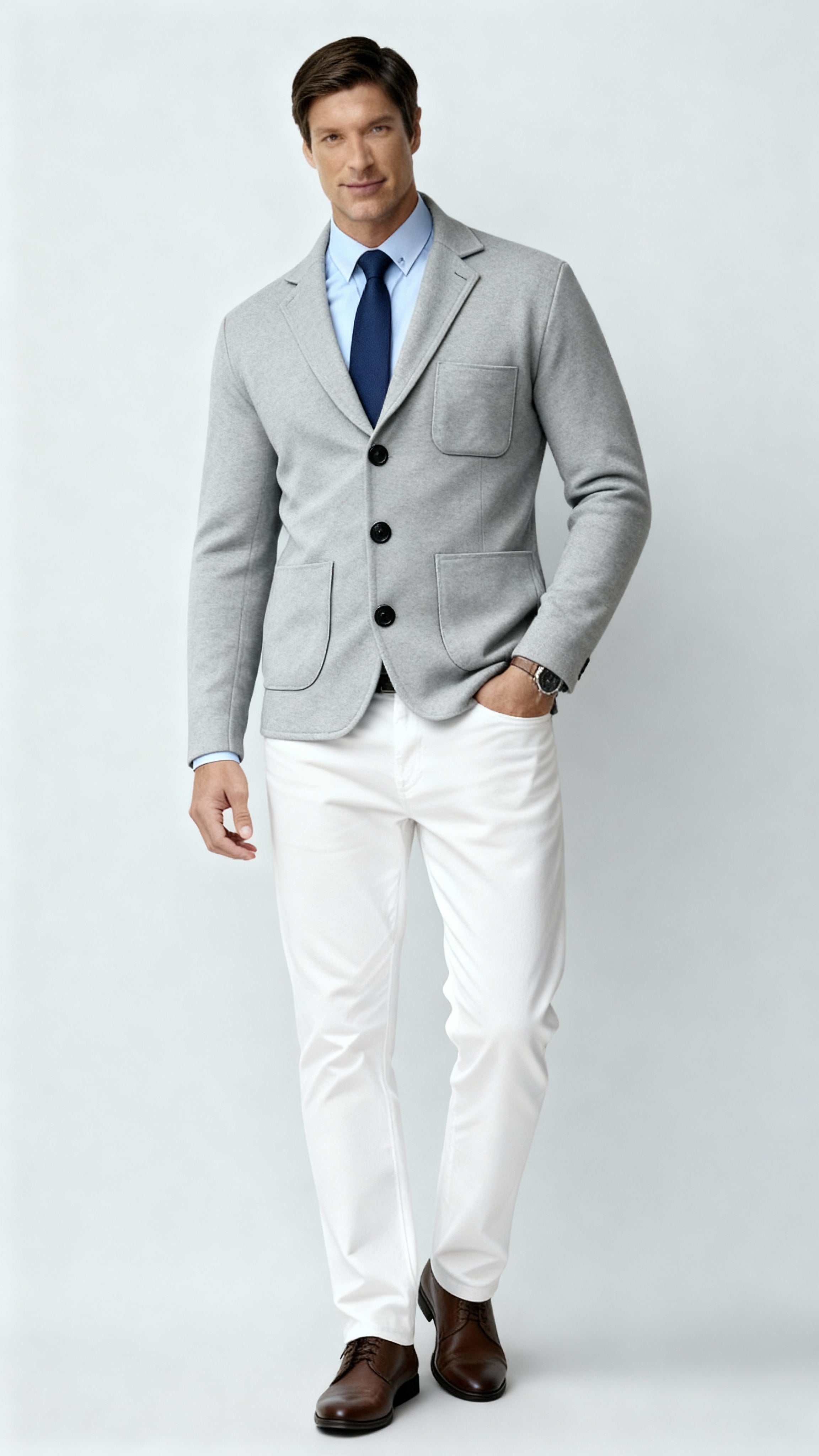 Men’s Knitted Blazer – Smart Casual Knit Jacket with Notch Lapels & Button Closure