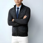 Men's Knitted Zip-Up Cardigan – Cotton Blend Sweater with Collar & Pockets for Spring, Autumn & Winter