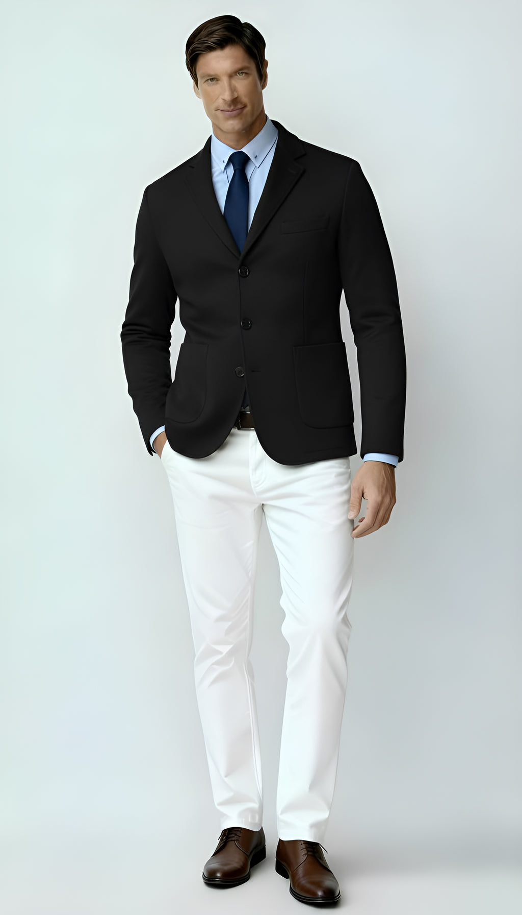 Men’s Knitted Blazer – Smart Casual Knit Jacket with Notch Lapels & Button Closure