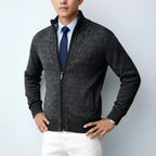Men's Knitted Zip-Up Cardigan – Cotton Blend Sweater with Collar & Pockets for Spring, Autumn & Winter