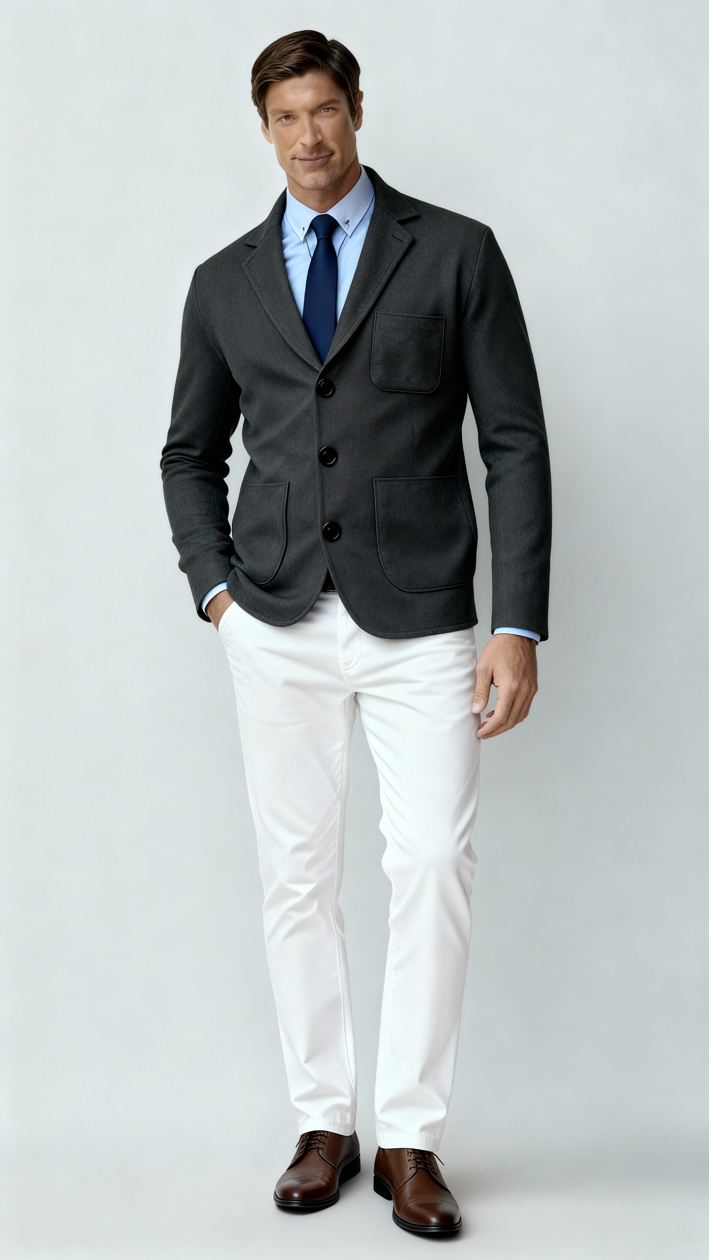 Men’s Knitted Blazer – Smart Casual Knit Jacket with Notch Lapels & Button Closure