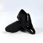 Men’s Lace-Up Dress Shoes – Patterned Design with High-Shine Cap Toe