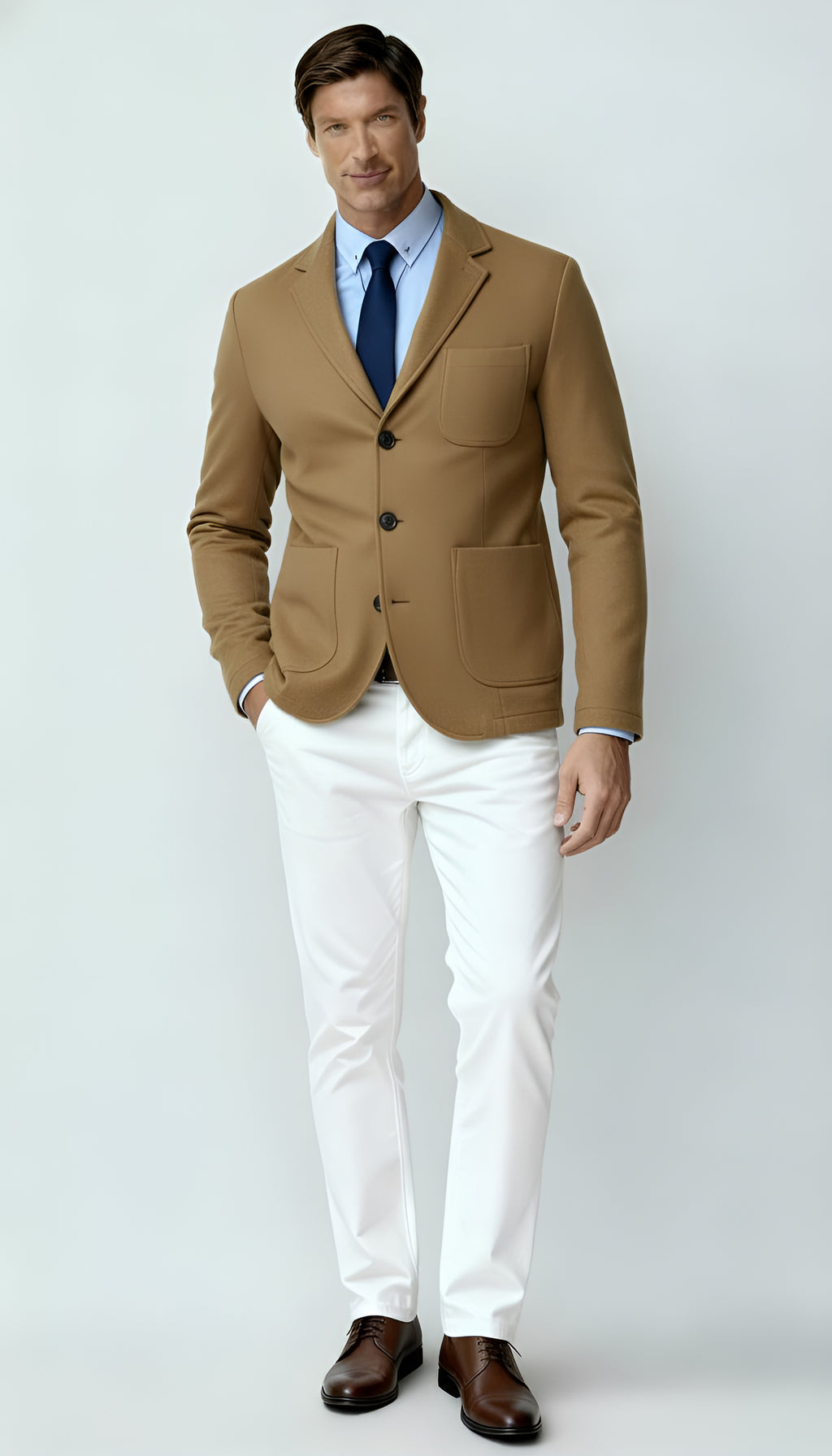 Men’s Knitted Blazer – Smart Casual Knit Jacket with Notch Lapels & Button Closure