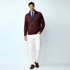 Men's Knitted Zip-Up Cardigan – Cotton Blend Sweater with Collar & Pockets for Spring, Autumn & Winter