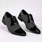 Men’s Lace-Up Dress Shoes – Patterned Design with High-Shine Cap Toe