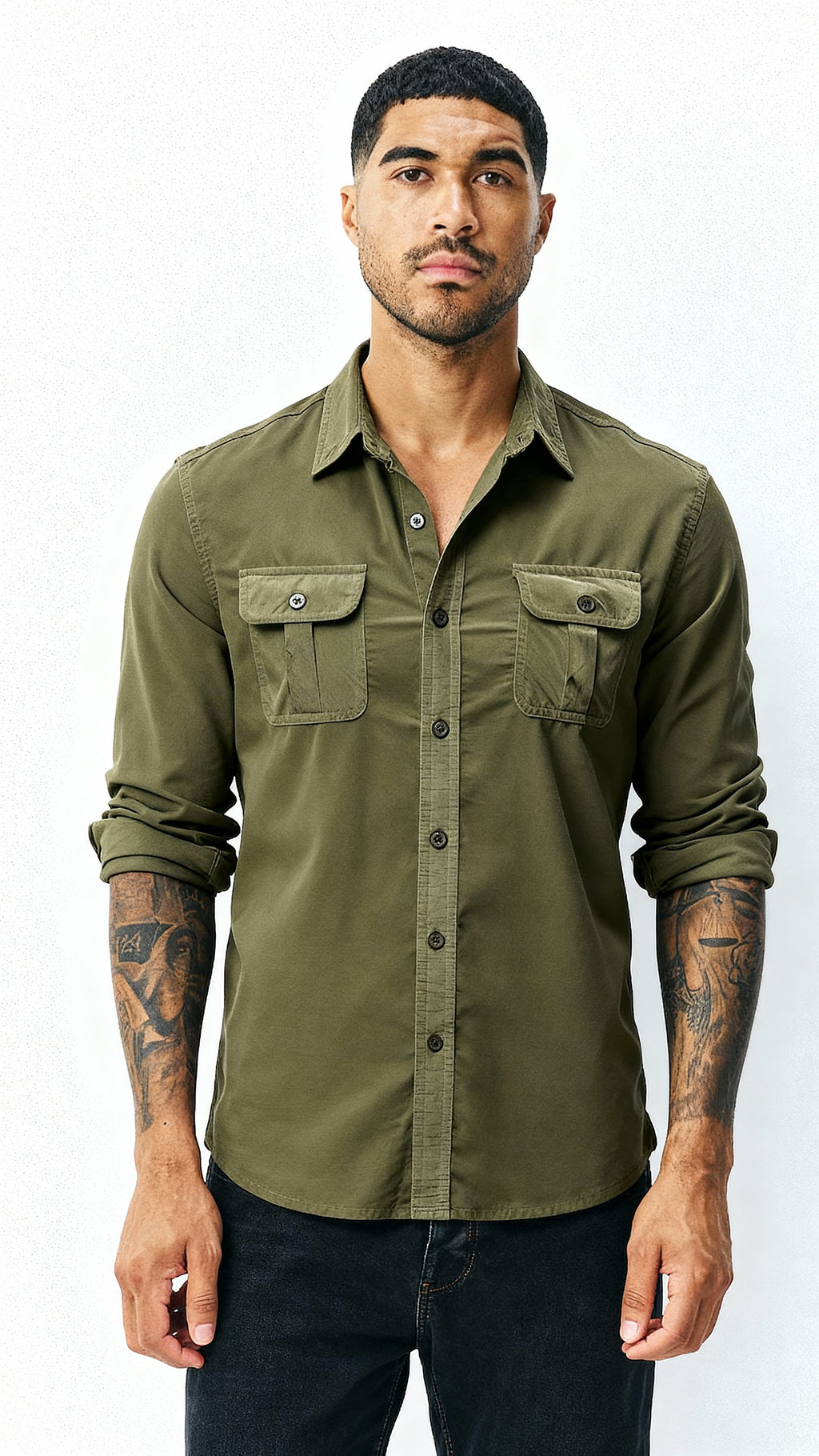 Camicia Utility da uomo - Colletto classico Button-Up con tasche ad aletta - abbigliamento da lavoro elegante e casual con texture