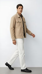 Herenjas met knoopsluiting, overhemdkraag en borstzakken - Casual lichtgewicht overhemd