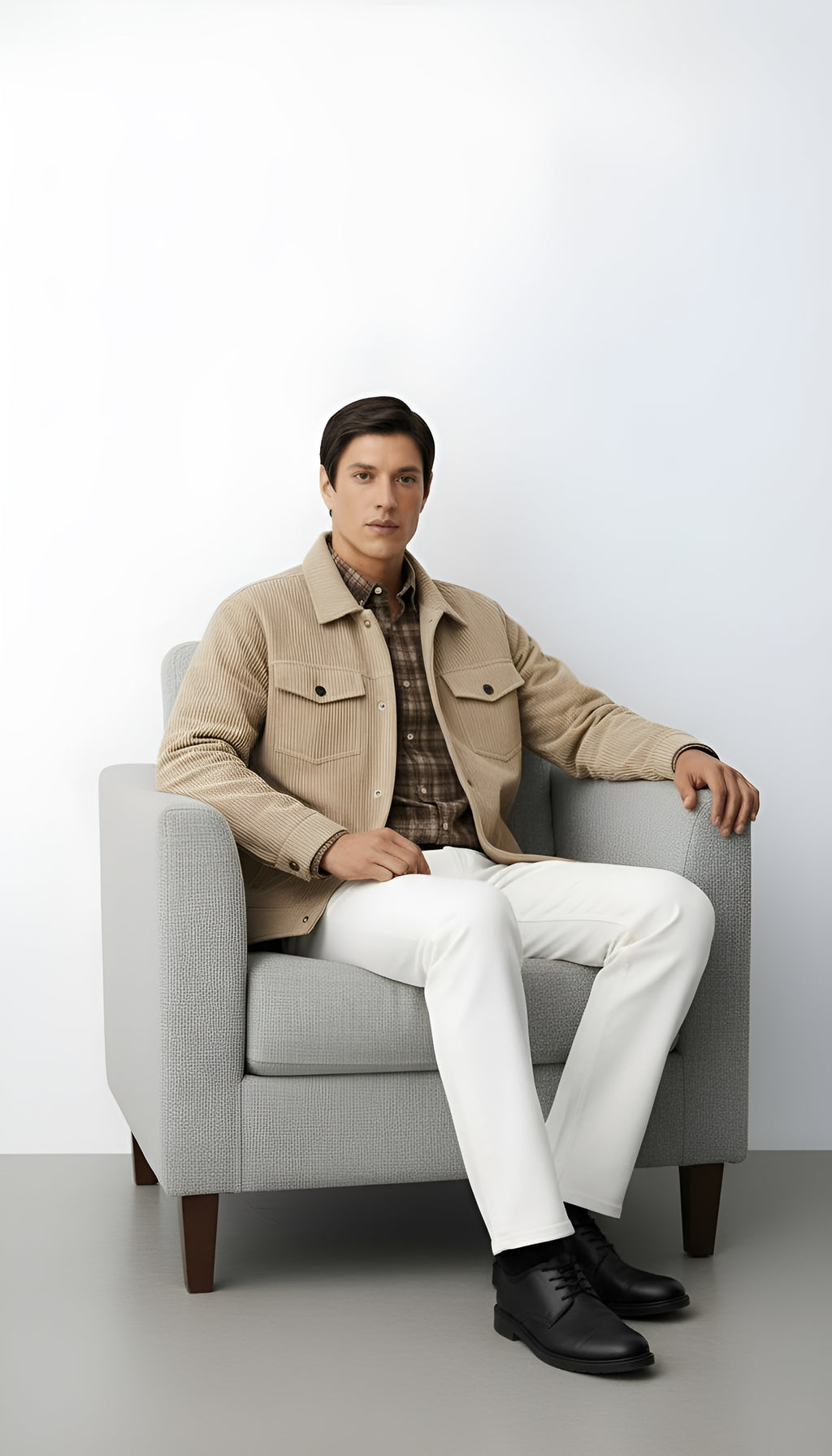 Herenjas met knoopsluiting, overhemdkraag en borstzakken - Casual lichtgewicht overhemd