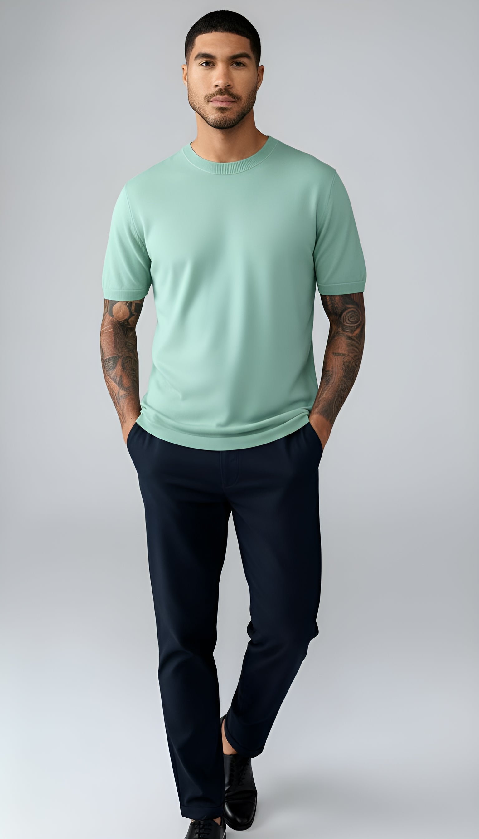 Paris - knitted mens T-shirt , wool blend.