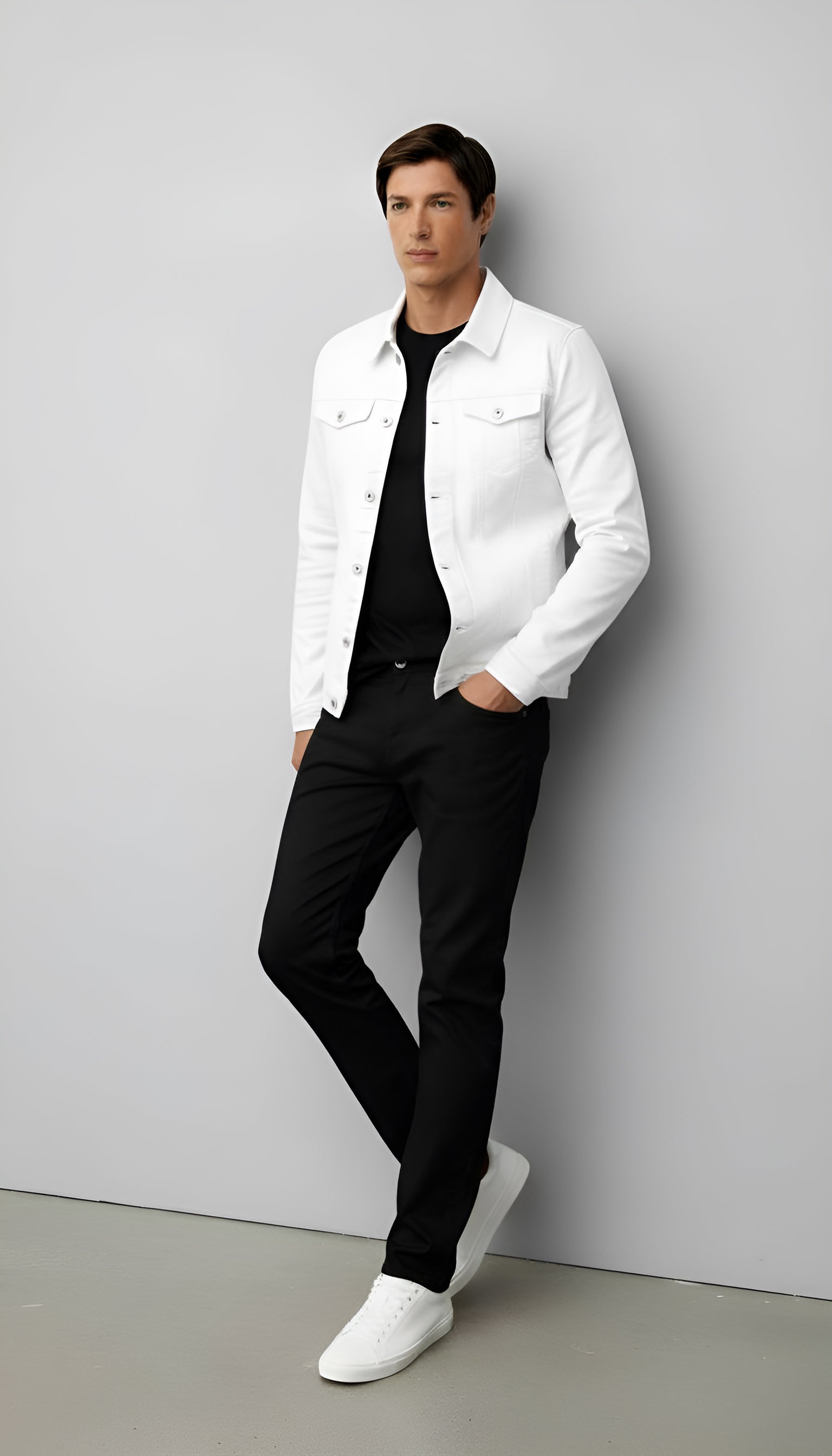 Giacca Trucker da uomo - Stile classico Denim con bottoni e tasche sul petto per abbigliamento casual e smart-casual