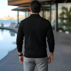 Polo a maniche lunghe da uomo - Quarter-Zip con motivo strutturato e colletto strutturato