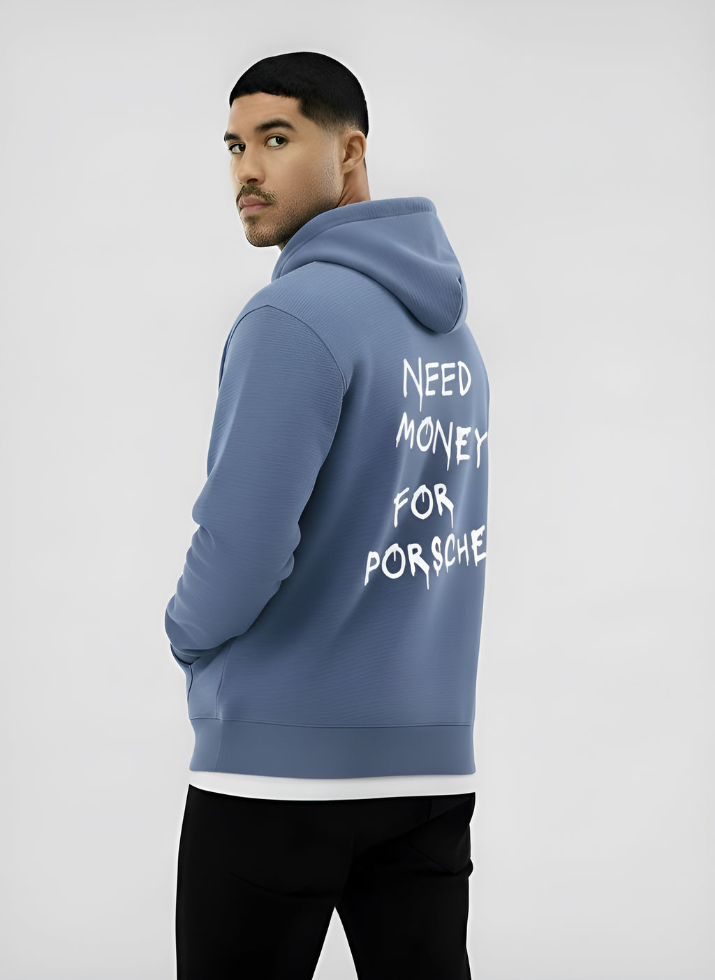 Men’s Hoodie – “Need Money for Porsche” Slogan Print, Classic Fit with Kangaroo Pocket & Hood