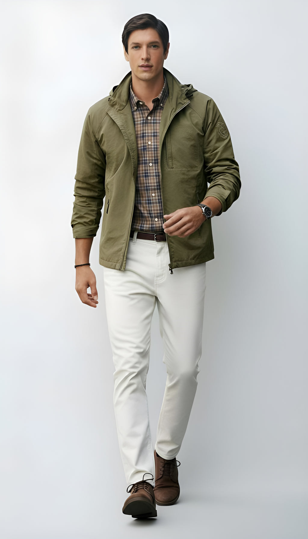 Men's Lightweight Hooded Jacket - Zip-Up Windbreaker for Casual & Outdoor Wear