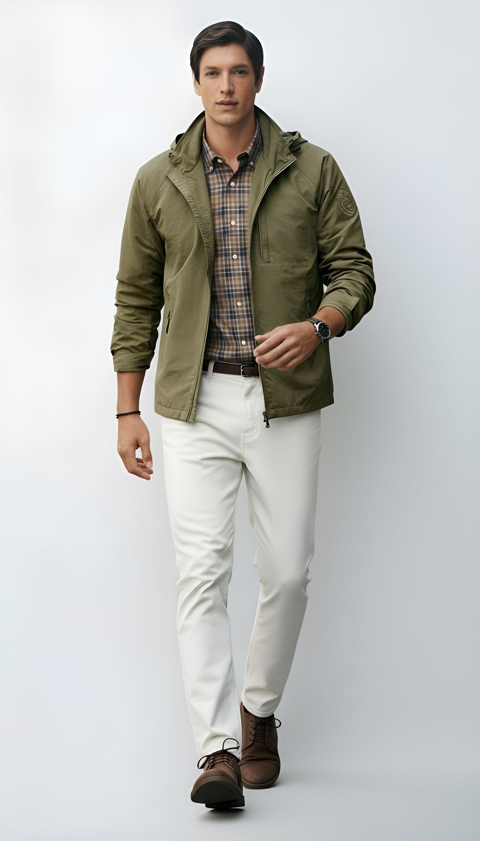 Giacca leggera con cappuccio da uomo - Giacca a vento con zip per abbigliamento casual e all'aperto