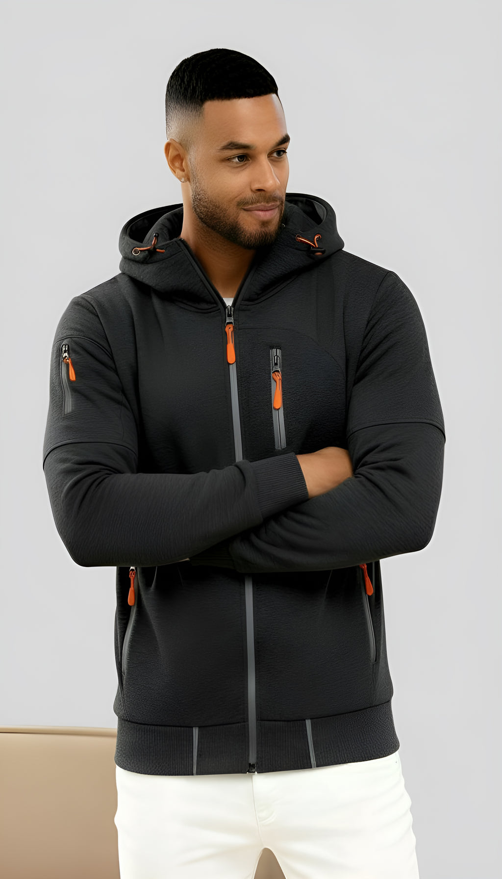 Casual herenjack met capuchon - lichtgewicht windjack met rits voor buitengebruik in de lente en herfst