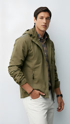 Men's Lightweight Hooded Jacket - Zip-Up Windbreaker for Casual & Outdoor Wear