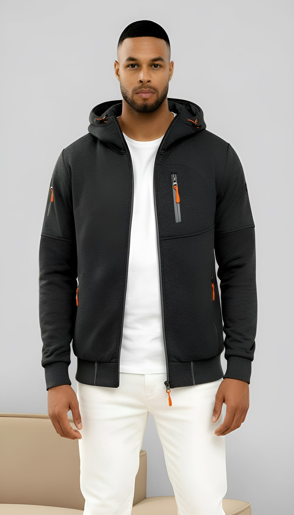 Casual herenjack met capuchon - lichtgewicht windjack met rits voor buitengebruik in de lente en herfst