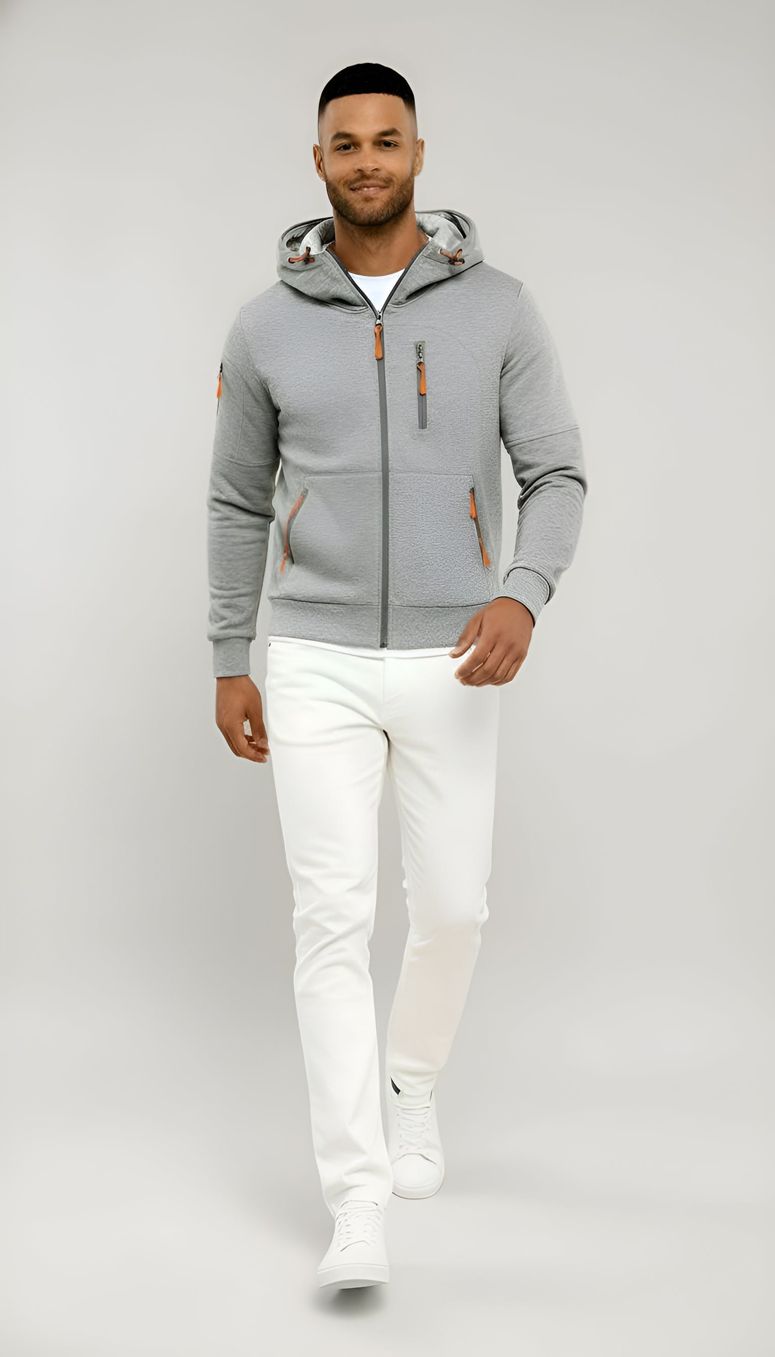 Giacca casual da uomo con cappuccio - Giacca a vento leggera con zip per la primavera e l'autunno all'aperto